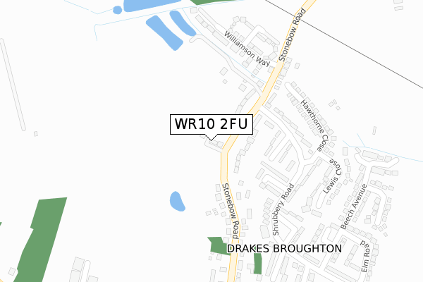 WR10 2FU map - large scale - OS Open Zoomstack (Ordnance Survey)