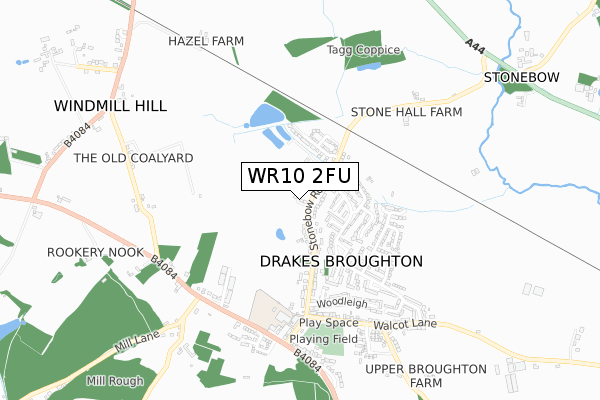 WR10 2FU map - small scale - OS Open Zoomstack (Ordnance Survey)