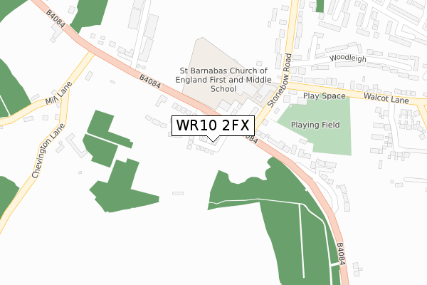 WR10 2FX map - large scale - OS Open Zoomstack (Ordnance Survey)