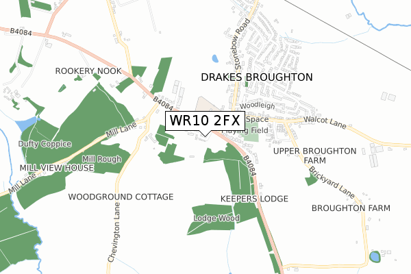 WR10 2FX map - small scale - OS Open Zoomstack (Ordnance Survey)