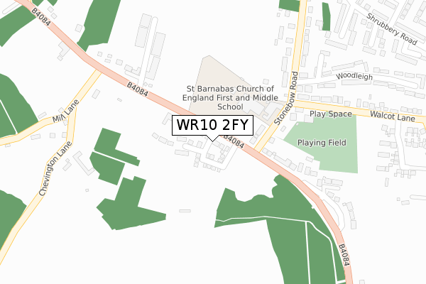 WR10 2FY map - large scale - OS Open Zoomstack (Ordnance Survey)