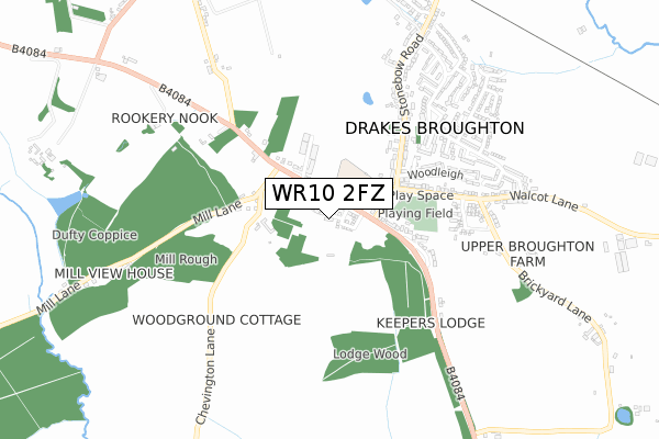 WR10 2FZ map - small scale - OS Open Zoomstack (Ordnance Survey)