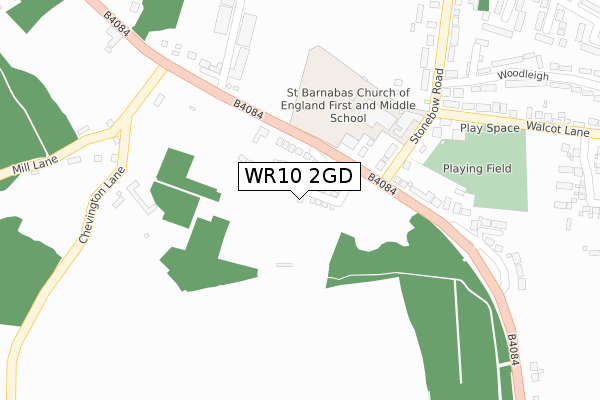 WR10 2GD map - large scale - OS Open Zoomstack (Ordnance Survey)