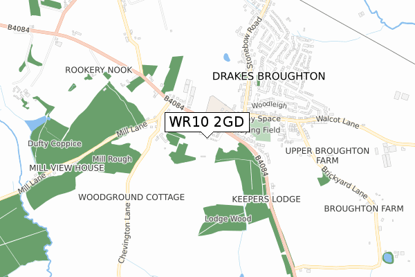 WR10 2GD map - small scale - OS Open Zoomstack (Ordnance Survey)