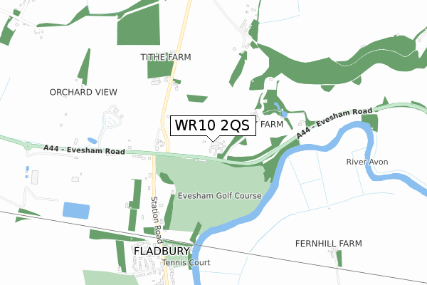 WR10 2QS map - small scale - OS Open Zoomstack (Ordnance Survey)