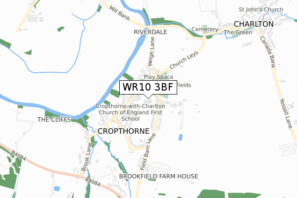 WR10 3BF map - small scale - OS Open Zoomstack (Ordnance Survey)