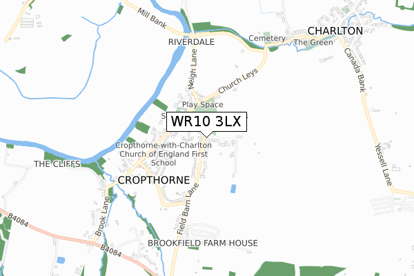 WR10 3LX map - small scale - OS Open Zoomstack (Ordnance Survey)
