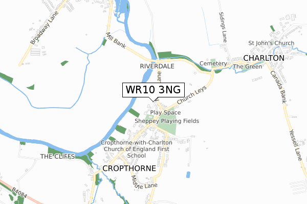 WR10 3NG map - small scale - OS Open Zoomstack (Ordnance Survey)
