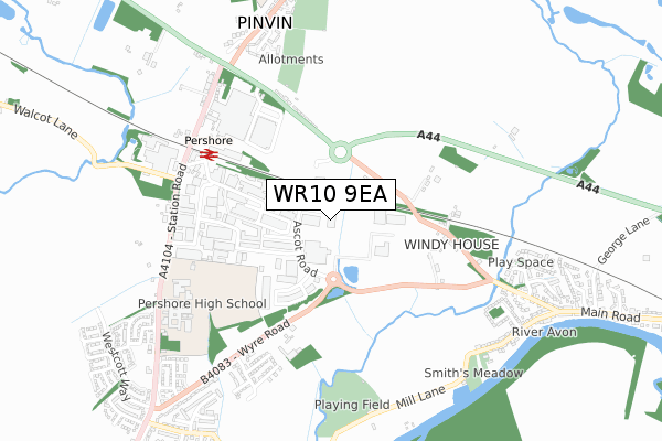 WR10 9EA map - small scale - OS Open Zoomstack (Ordnance Survey)