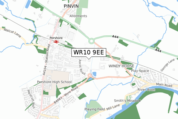WR10 9EE map - small scale - OS Open Zoomstack (Ordnance Survey)