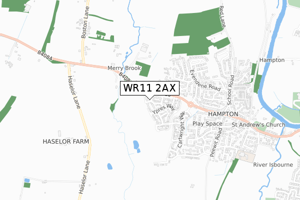 WR11 2AX map - small scale - OS Open Zoomstack (Ordnance Survey)