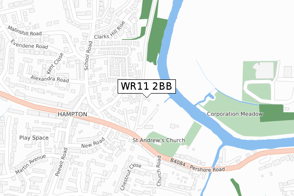 WR11 2BB map - large scale - OS Open Zoomstack (Ordnance Survey)