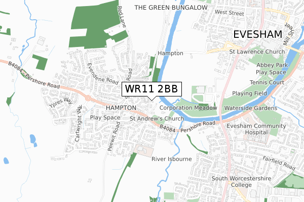 WR11 2BB map - small scale - OS Open Zoomstack (Ordnance Survey)