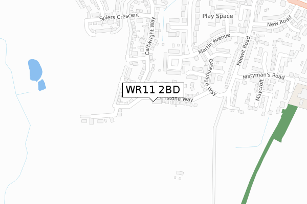 WR11 2BD map - large scale - OS Open Zoomstack (Ordnance Survey)