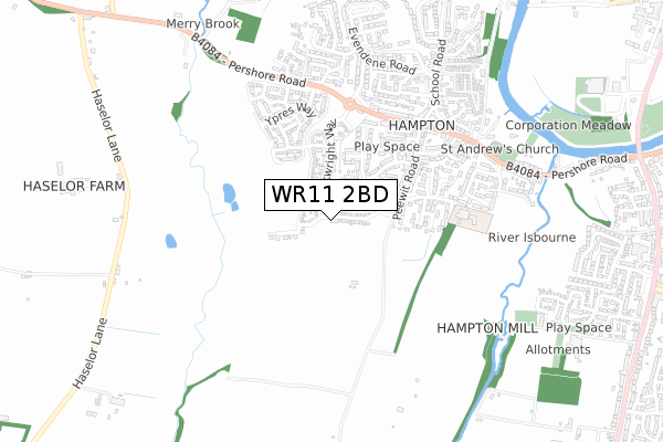 WR11 2BD map - small scale - OS Open Zoomstack (Ordnance Survey)
