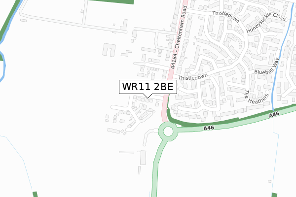 WR11 2BE map - large scale - OS Open Zoomstack (Ordnance Survey)