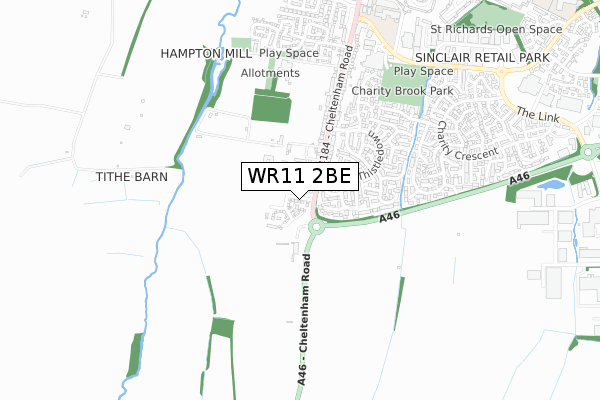 WR11 2BE map - small scale - OS Open Zoomstack (Ordnance Survey)