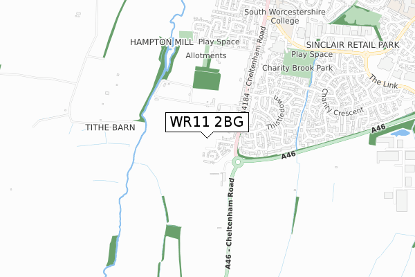 WR11 2BG map - small scale - OS Open Zoomstack (Ordnance Survey)