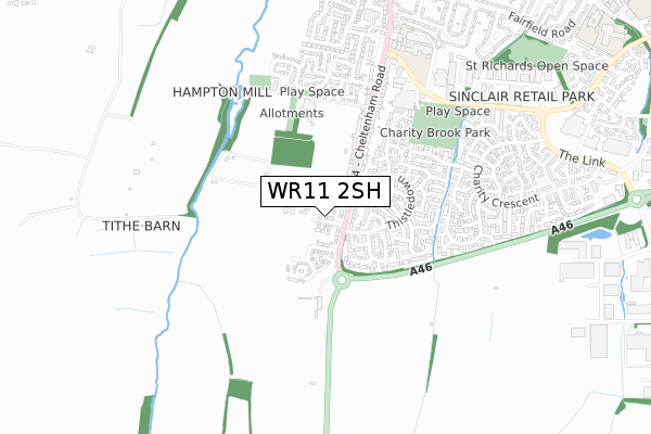 WR11 2SH map - small scale - OS Open Zoomstack (Ordnance Survey)