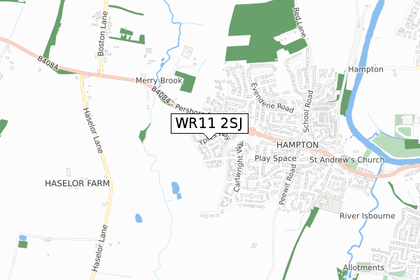 WR11 2SJ map - small scale - OS Open Zoomstack (Ordnance Survey)