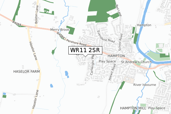 WR11 2SR map - small scale - OS Open Zoomstack (Ordnance Survey)