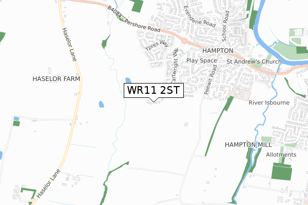 WR11 2ST map - small scale - OS Open Zoomstack (Ordnance Survey)