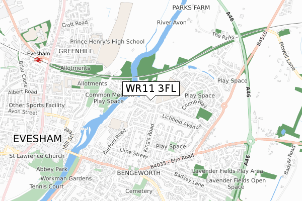 WR11 3FL map - small scale - OS Open Zoomstack (Ordnance Survey) WR11 3FL map - small scale - OS Open Zoomstack (Ordnance Survey)