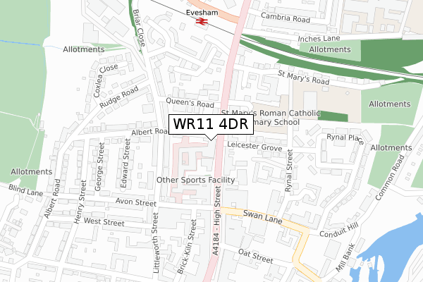 WR11 4DR map - large scale - OS Open Zoomstack (Ordnance Survey)