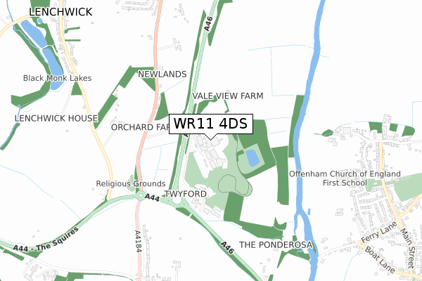 WR11 4DS map - small scale - OS Open Zoomstack (Ordnance Survey)