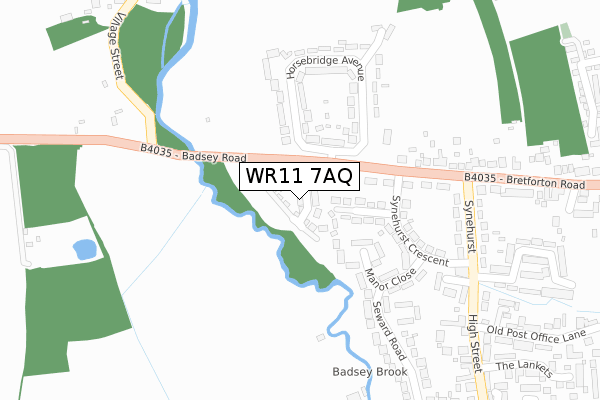 WR11 7AQ map - large scale - OS Open Zoomstack (Ordnance Survey)