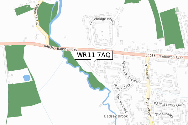 WR11 7AQ map - large scale - OS Open Zoomstack (Ordnance Survey) WR11 7AQ map - large scale - OS Open Zoomstack (Ordnance Survey)