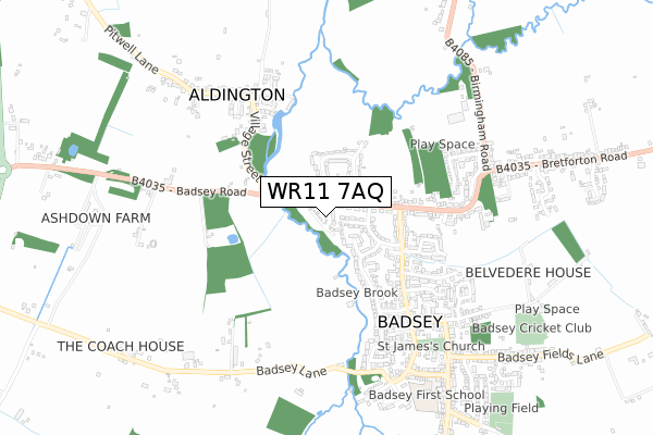 WR11 7AQ map - small scale - OS Open Zoomstack (Ordnance Survey)