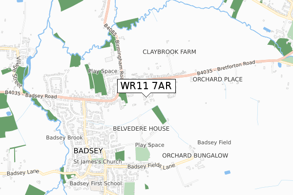 WR11 7AR map - small scale - OS Open Zoomstack (Ordnance Survey)