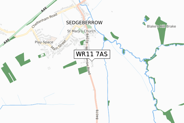 WR11 7AS map - small scale - OS Open Zoomstack (Ordnance Survey)
