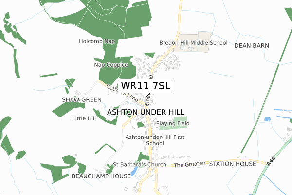WR11 7SL map - small scale - OS Open Zoomstack (Ordnance Survey)