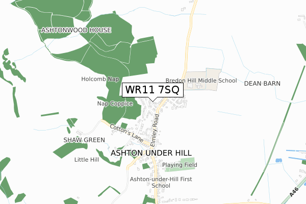 WR11 7SQ map - small scale - OS Open Zoomstack (Ordnance Survey)