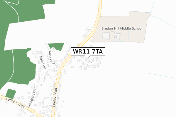 WR11 7TA map - large scale - OS Open Zoomstack (Ordnance Survey)