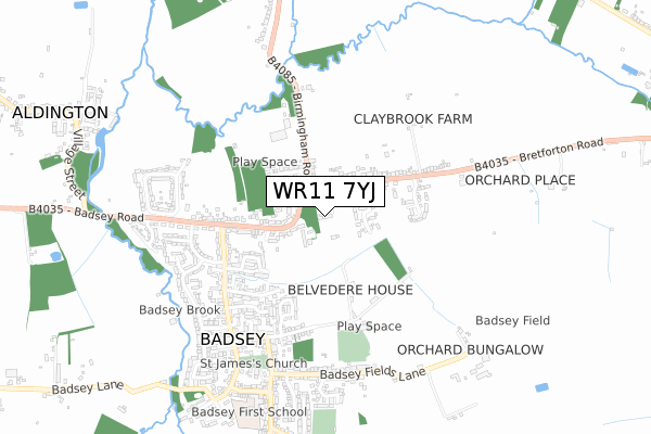 WR11 7YJ map - small scale - OS Open Zoomstack (Ordnance Survey)