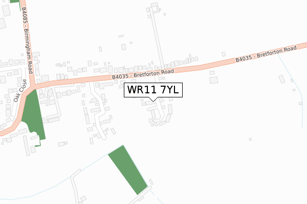 WR11 7YL map - large scale - OS Open Zoomstack (Ordnance Survey)