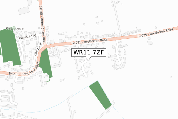 WR11 7ZF map - large scale - OS Open Zoomstack (Ordnance Survey)