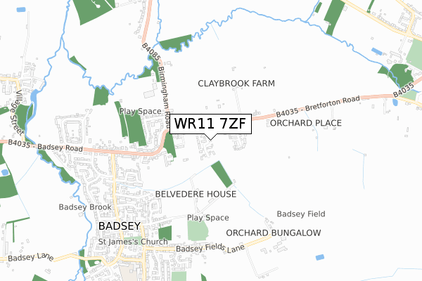 WR11 7ZF map - small scale - OS Open Zoomstack (Ordnance Survey)