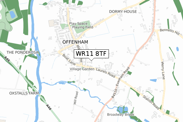 WR11 8TF map - small scale - OS Open Zoomstack (Ordnance Survey)