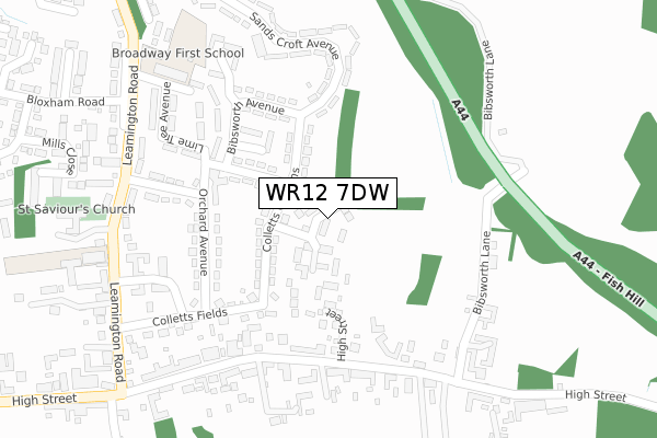 WR12 7DW map - large scale - OS Open Zoomstack (Ordnance Survey)