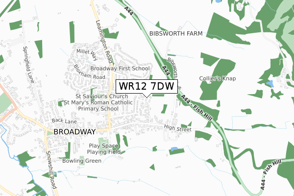 WR12 7DW map - small scale - OS Open Zoomstack (Ordnance Survey)