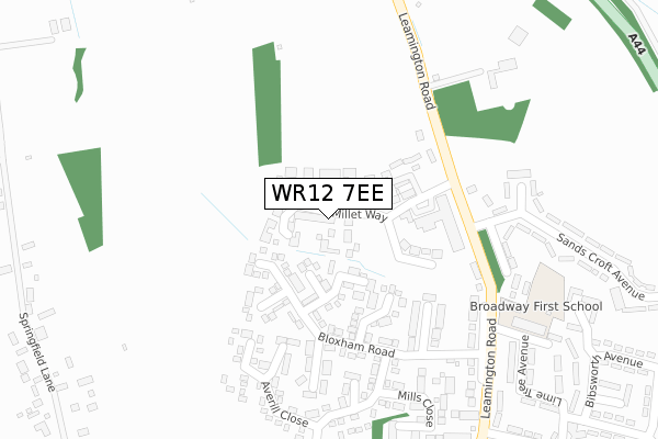 WR12 7EE map - large scale - OS Open Zoomstack (Ordnance Survey)