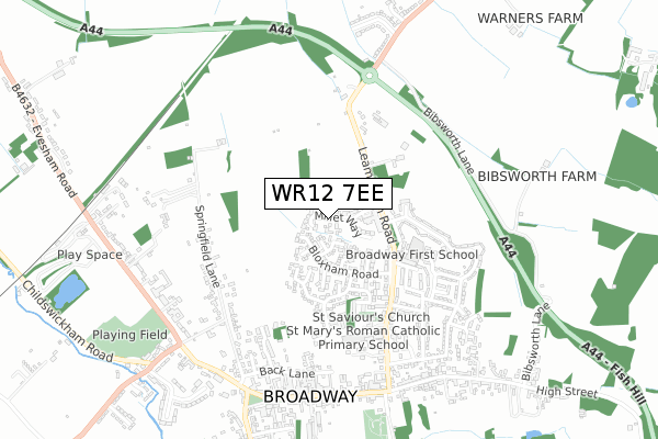 WR12 7EE map - small scale - OS Open Zoomstack (Ordnance Survey)