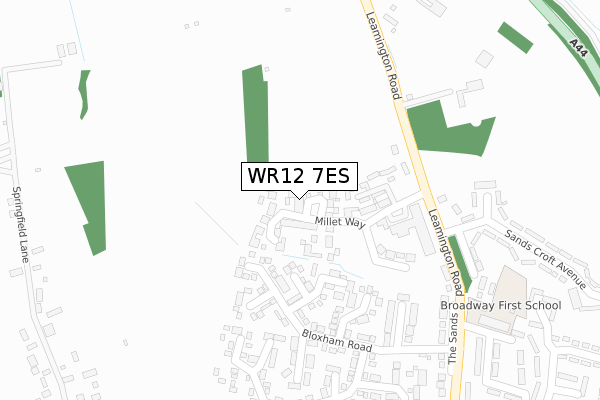 WR12 7ES map - large scale - OS Open Zoomstack (Ordnance Survey)