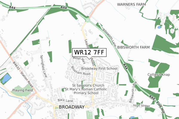 WR12 7FF map - small scale - OS Open Zoomstack (Ordnance Survey)