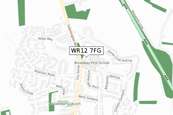 WR12 7FG map - large scale - OS Open Zoomstack (Ordnance Survey)