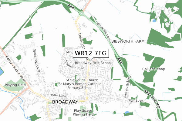 WR12 7FG map - small scale - OS Open Zoomstack (Ordnance Survey)
